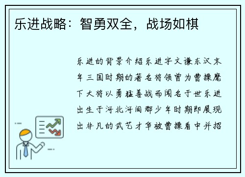 乐进战略：智勇双全，战场如棋